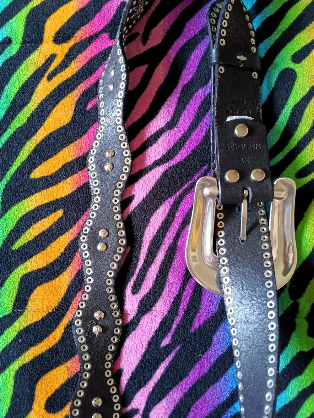 🖤 Nocona Belt Co Floral Western Scalloped Rhinestone Studded Leather XL Black